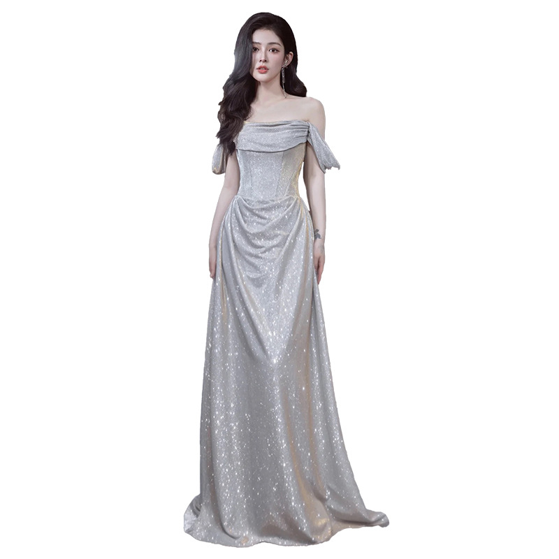 Elegant Off The Shoulder Evening Gown High-End Banquet Dress Style Super Fairy Like Luxurious Fishtail Toast Dress For Women_ecoleips.com