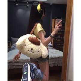 布丁狗毛绒包包女秋冬日系大号托特包可爱学生双肩包WW