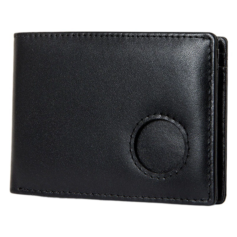 Европейский и американский airtag Позиционирующий трекер Кошелек из натуральной кожи Мужской горизонтальный кошелек с рисунком из углеродного волокна RFID Анти-Магнитный кошелек