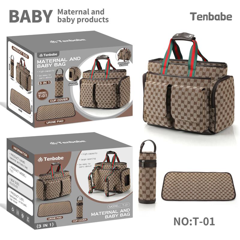 High-End Mommy Bag for Formula, Diapers, Tissues, Colorful Box Travel Bag, Vintage Bucket-Style Mom Backpack