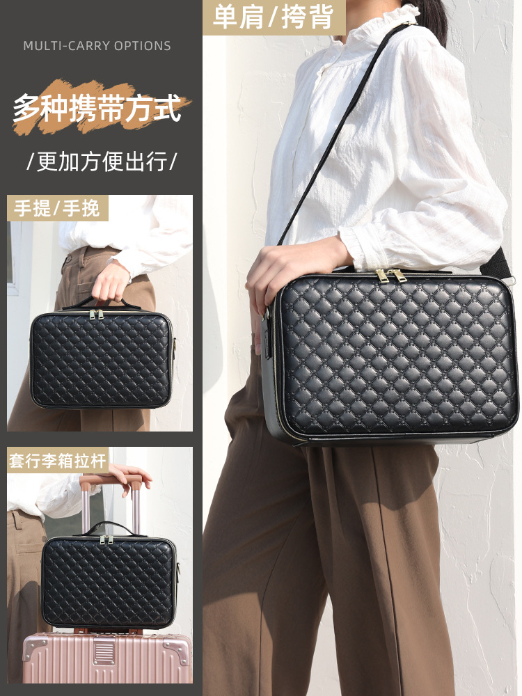 Bolsa de maquillaje de gran capacidad para mujeres con espejo, lámpara de maquillaje, caja de maquillaje profesional con maquillaje, bolsas de sensación avanzada