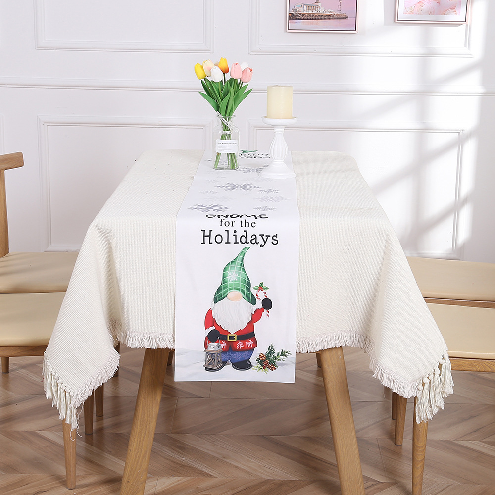 Foreign trade new Christmas printed table runner Christmas faceless old man tablecloth Christmas party decorations wholesale