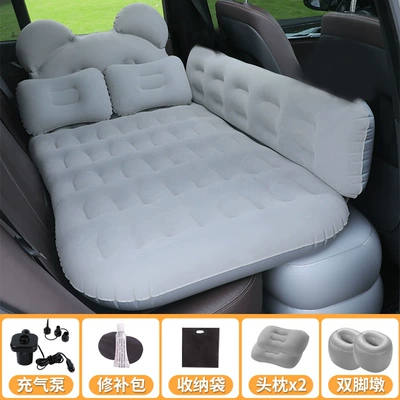 Travel Mattress, Portable Camping for: Vehicle-mounted inflatable bed - panda-head-protector-beige-luxury-long-protector-double-storage-piers-pillow-electric-pump