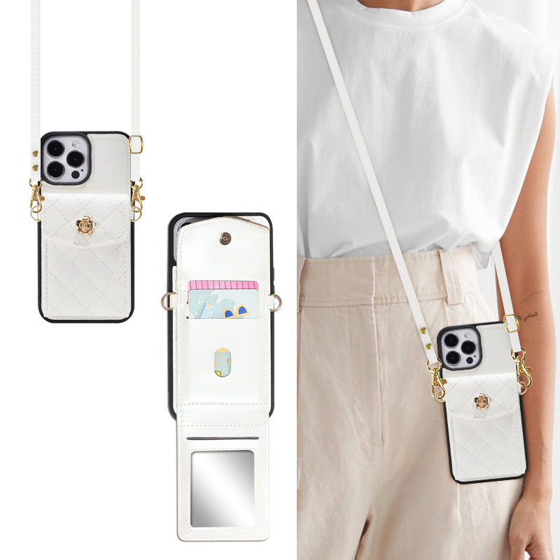 Caja de hombro para iPhone13 / 14 cubierta de protección PU correa de hombro ajustable multifuncional pequeña bolsa de tarjetas de viento fragante