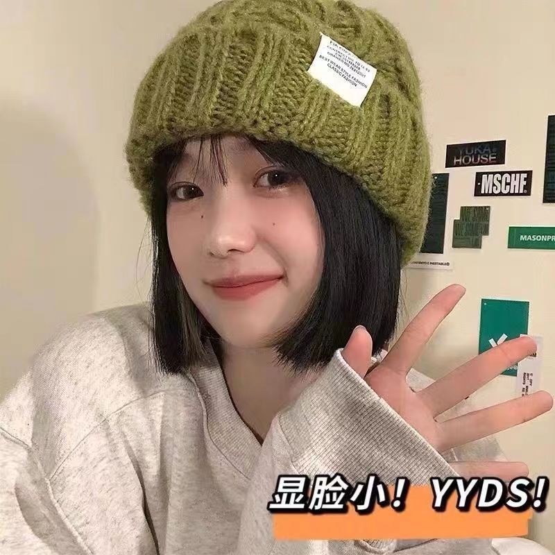 冬季日韩版保暖帽女麻花百搭户外套头帽显脸小学生秋冬潮流针织帽|undefined