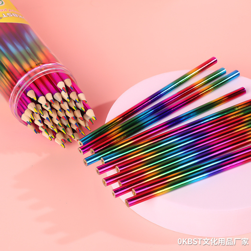 48 barril Arco Iris pluma de cuatro colores mismo núcleo Arco Iris pluma DIY graffiti creativo color lápiz Amazon Venta caliente