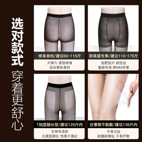 Skin-clad leg wonder that glows through the night, black ultra-thin invisible silk stockings with 0D high transparency, pure desire style, bare feeling, suitable for spring and autumn.