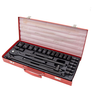 SOURCE cross-border 24-piece red and black iron box shake f Rod sleeve suit auto repair set car repair factory supply