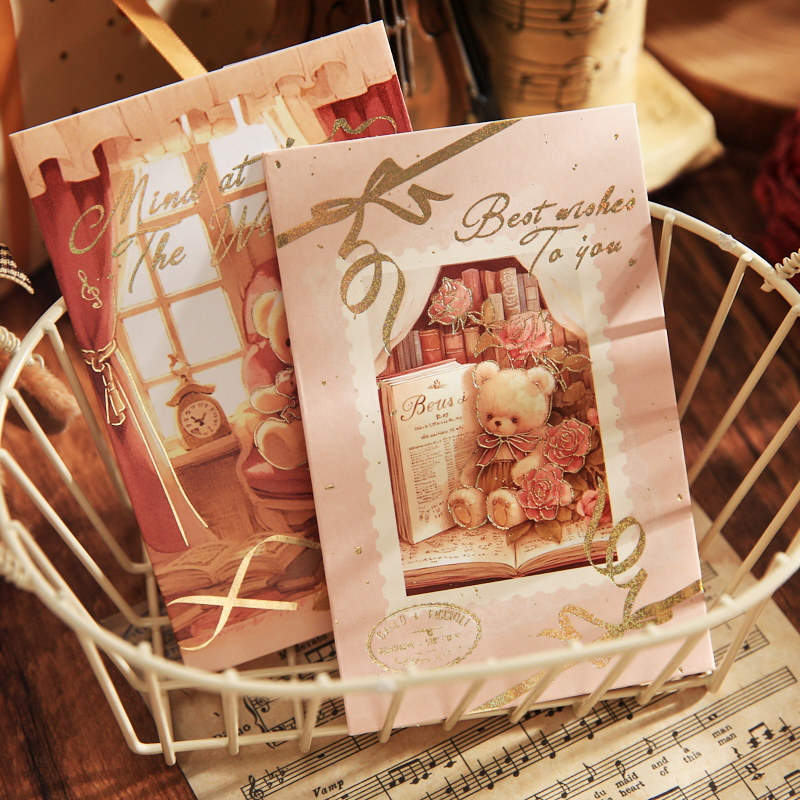 Mr. Paper tarjeta de felicitación rectangular oso casa romántica de alto valor estudiante bendición regalo de vacaciones mensaje tarjeta de felicitación