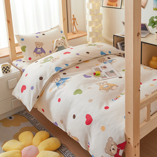 Back-To-School Season Brushed Thickened Cartoon Printed Quilt Cover and Bed Sheets Three-Piece Set Student Dormitory Bunk Bed Three-Piece Set Wholesale