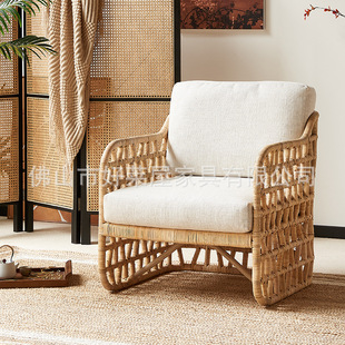 Leisure balcony sofa chair rattan hotel reception single rattan chair woven designer recliner