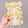 Hairgrip for princess with bow, cloth, children's hairpins, hair accessory, bangs, flowered