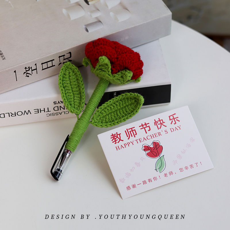 教师节礼物手工成品仿真向日葵花束盆栽花笔红色笔送老师实用|undefined