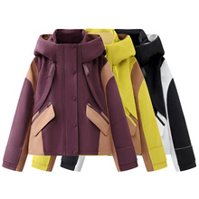 2025冬新款女宽松90绒拼色户外机能羽绒服白鸭绒外套 0971111005