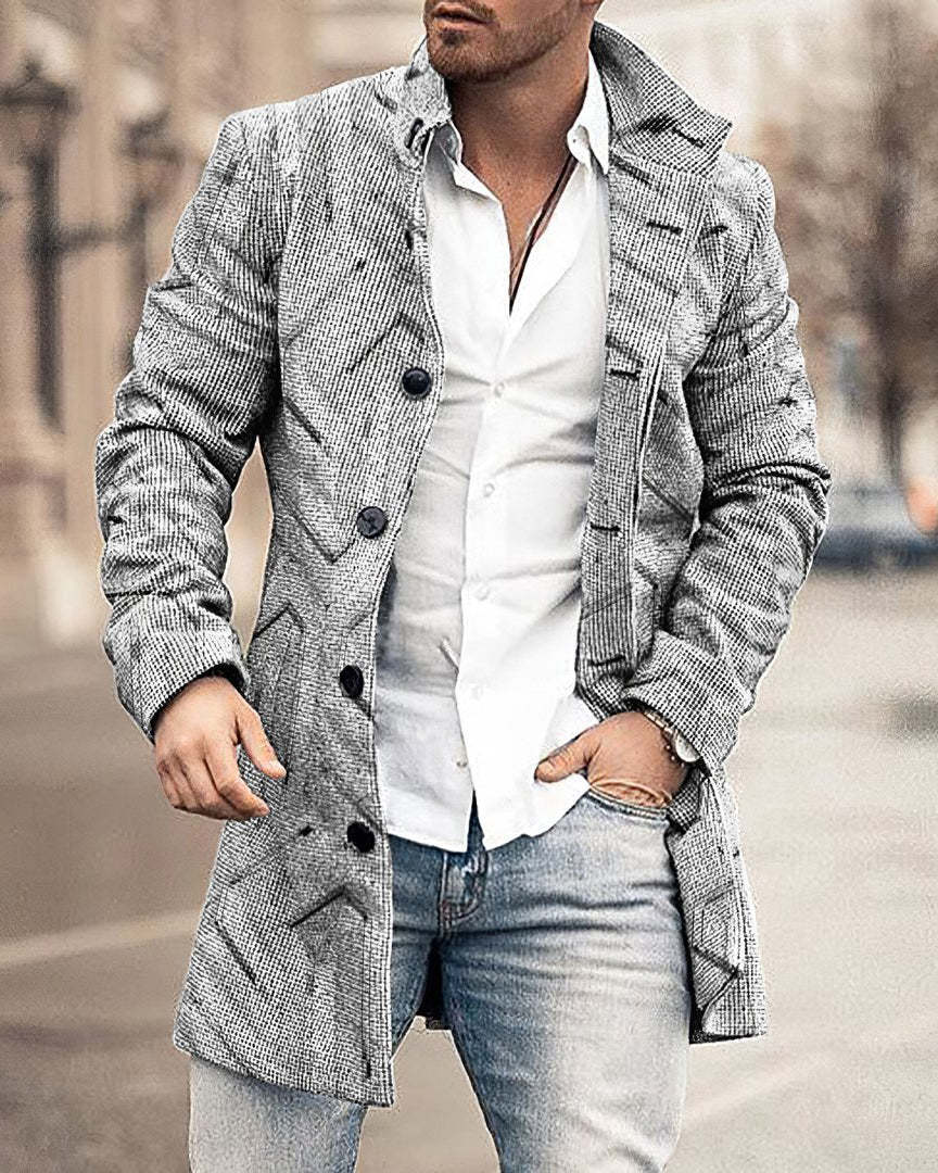 2024 europeo y americano de comercio exterior de otoño e invierno de los nuevos hombres de lana collar medio-longitud de la capa de bolsillo casual moda caliente