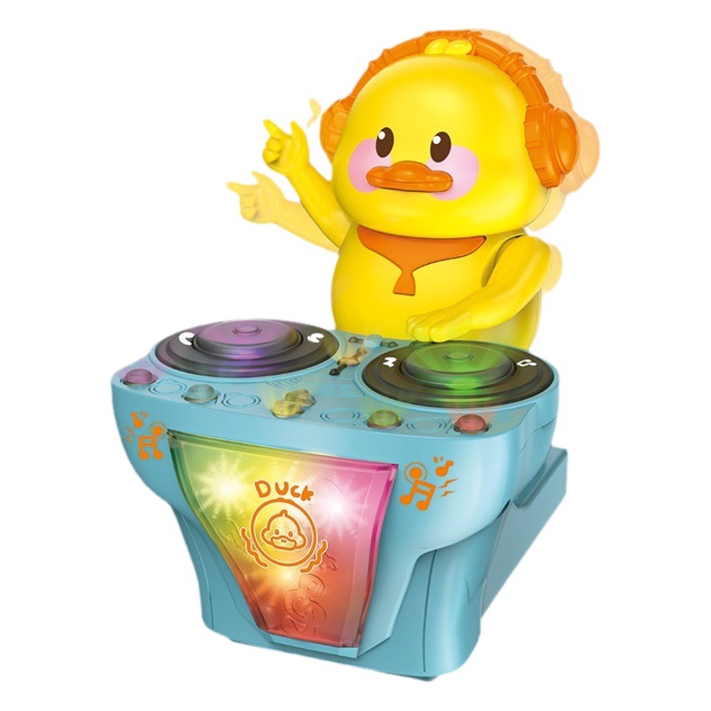Juguetes eléctricos para niños música iluminación DJ plato universal pequeño pato amarillo cantando y bailando juguetes para niños al por mayor