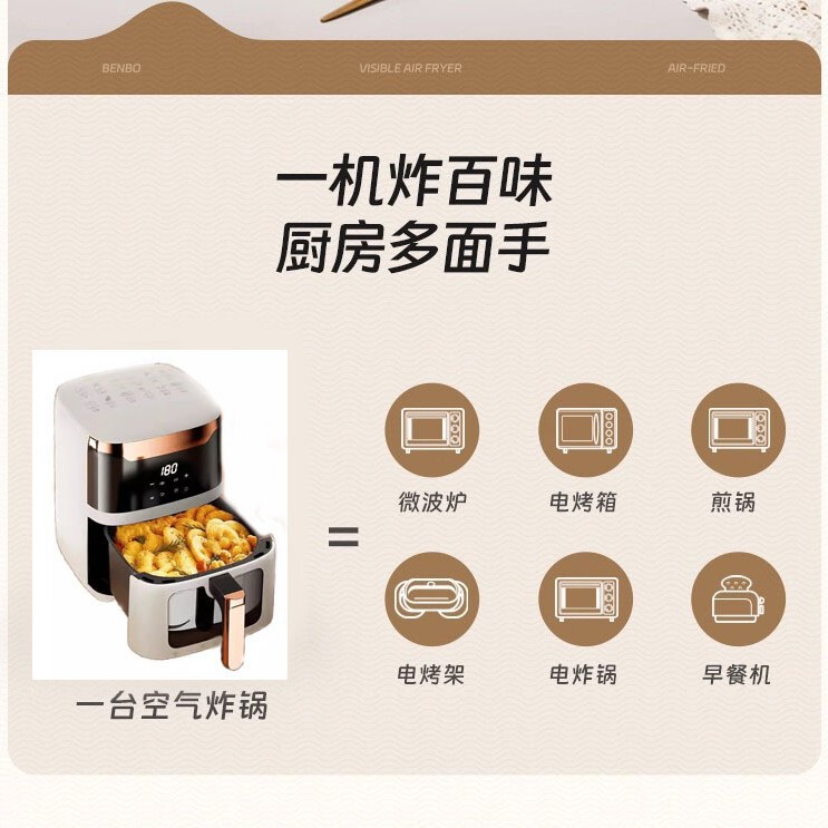 志高空气炸锅智能可视无油电炸锅家用免翻面多功能大容量2025新款|undefined