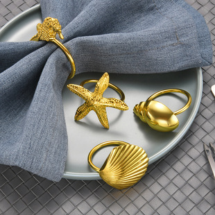 Cross-border marine life series shell seahorse napkin ring creative starfish conch napkin ring hotel table decoration