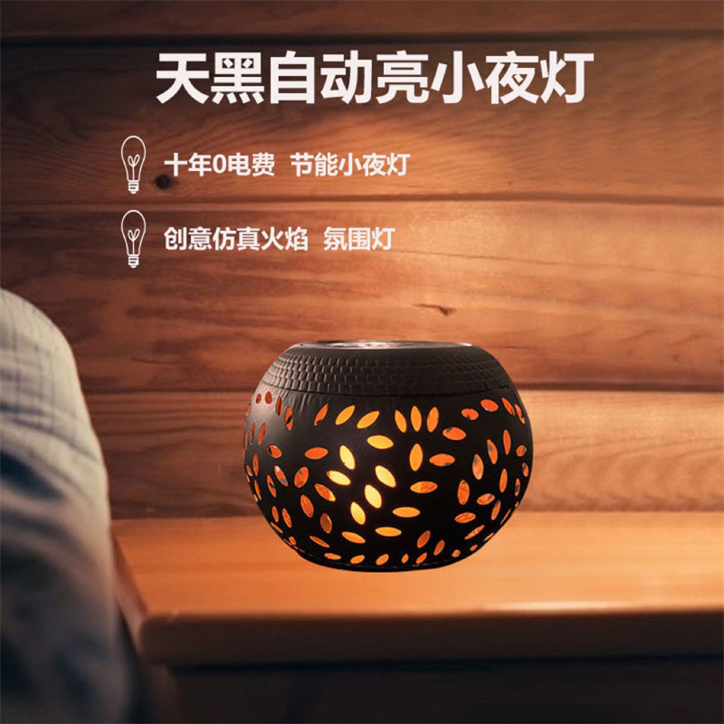Solar Iron Ball Clay Pot Projection Lamp Outdoor Waterproof Garden Decoration Courtyard Landscape Lamp Lawn Lamp