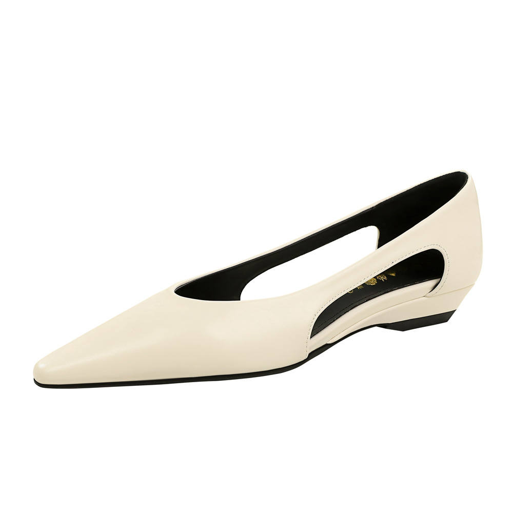 2317 European and American style sexy hollow out low heeled women's shoes with pointed shallow mouth, comfortable Pana pattern slope single shoe for women
