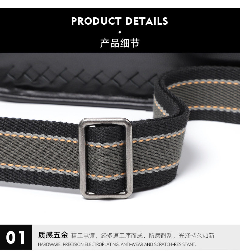 Túi đeo chéo nam da thật dệt đan 29×11×17 cm — Màu đen da bò, Màu đen da cừu chi tiết 23