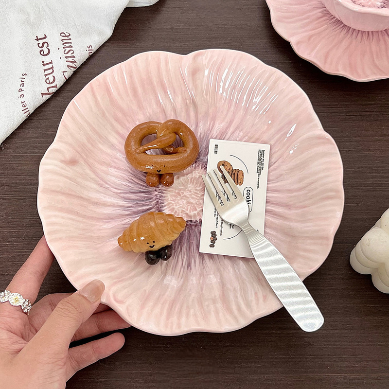 花びらセットセラミック食器インスタイル家庭用ディッシュプレートデザートプレートケーキプレートオフィスアフタヌーンティーカップフラワーボウル|undefined