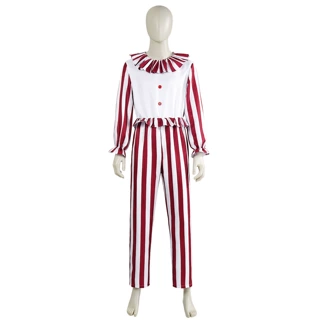 恐怖小丑cos服红色竖条纹马戏团惊悚套装万圣节角色扮演服装工厂