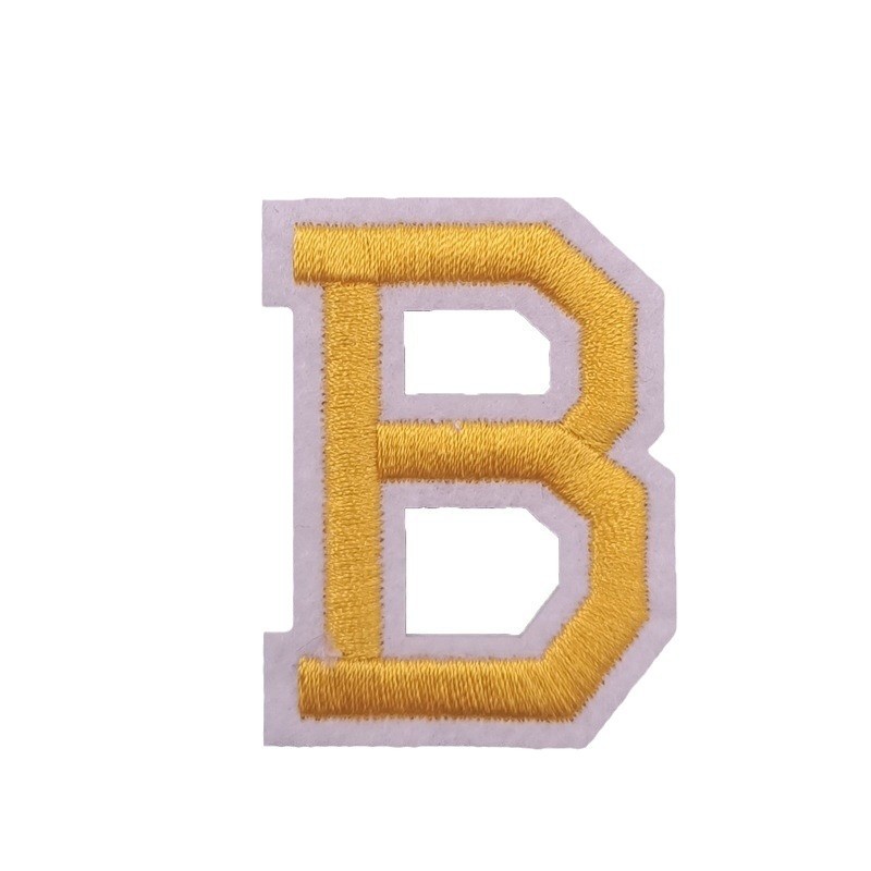 Fábrica en stock color inglés carta tela pegatinas escuela uniforme número marca planchado A-Z bordado parche pegatinas