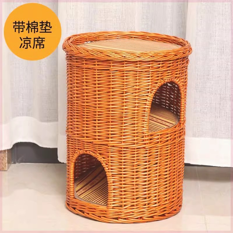 Nido de gato de caña caliente felino de cuatro estaciones desmontable general casa de gato villa pequeña perro de casa de gato felino de sauce estera