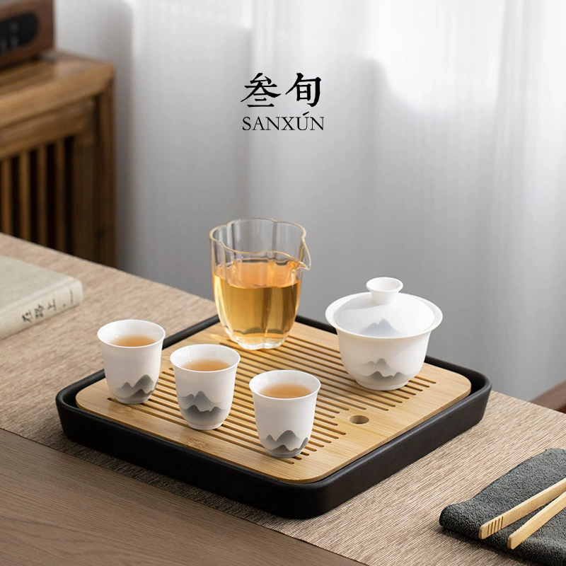 叁旬 Tea cup, ceramic high-end tea set for home use for office, light luxury style