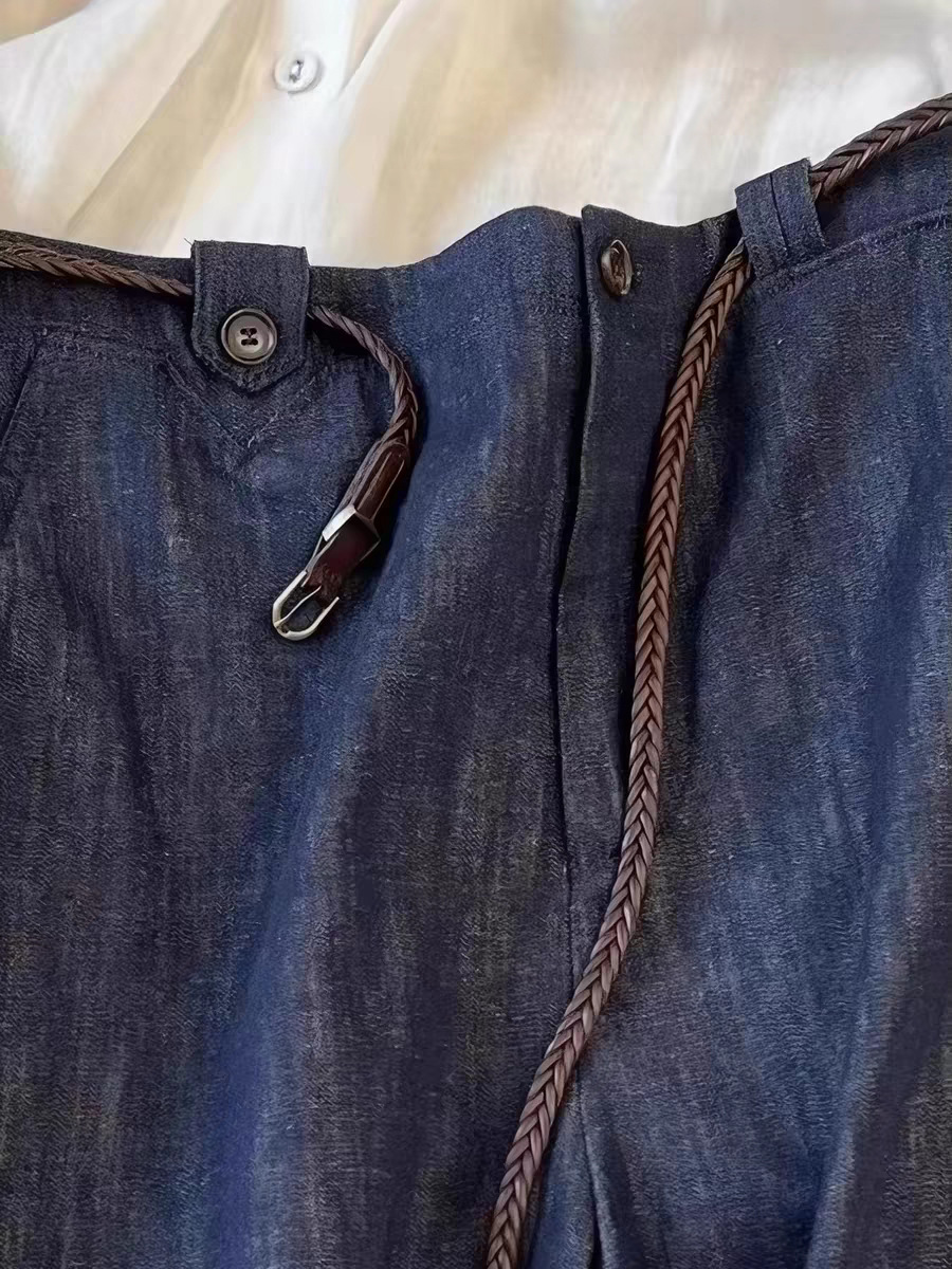 Quần short nữ denim phong cách vintage, dáng rộng thoải mái mùa hè — màu xanh đậm
