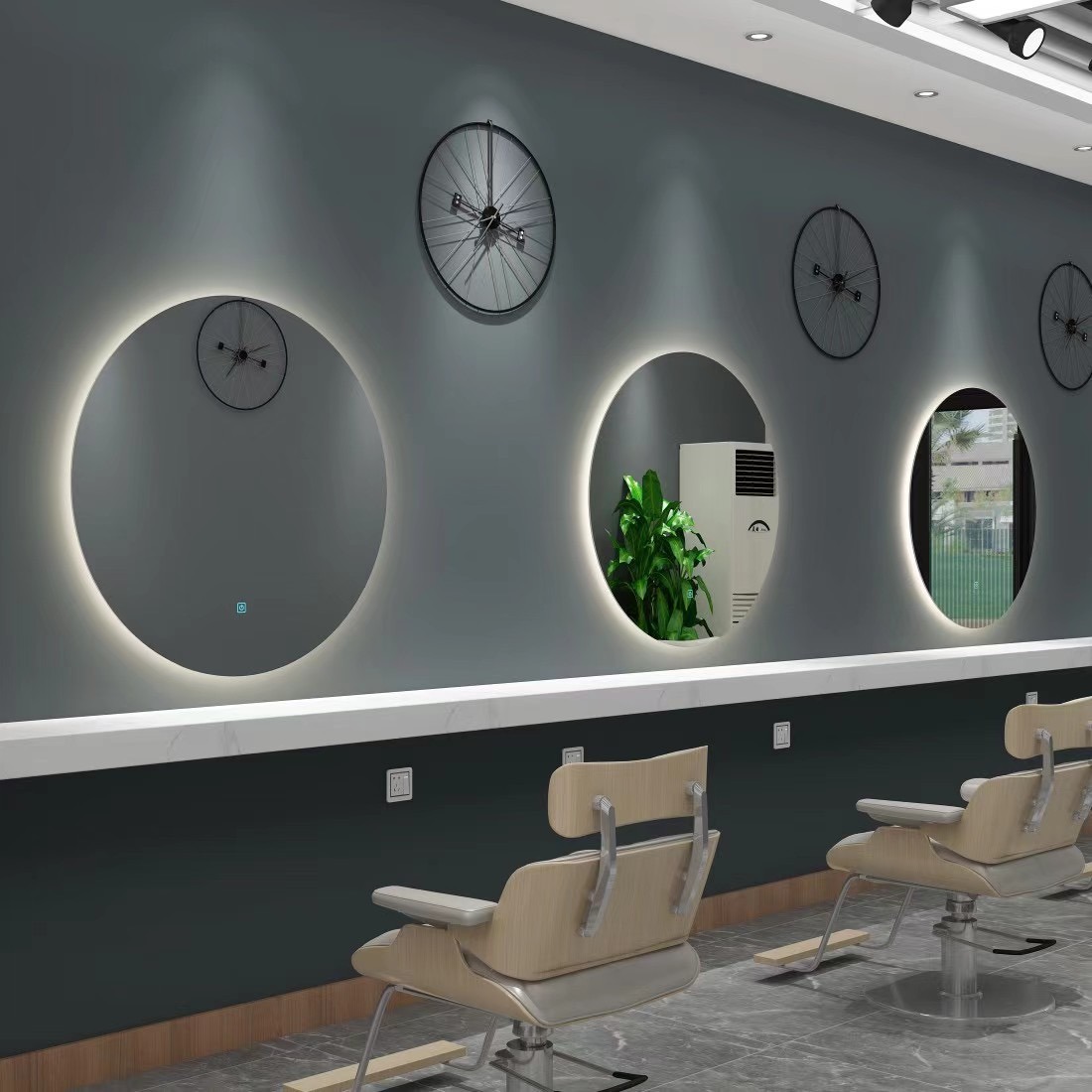 Espejo de Barbería, Soporte para Espejo de Salón de Belleza, Espejo Moderno para Tintes y Permanentes, Espejo de Pie de Cuerpo Entero para Peluquería, Estable.