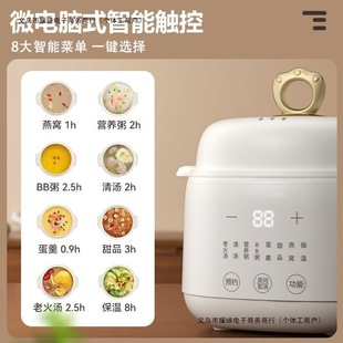 Electric Stew Pot for Home Use, Suitable for Bird's Nest, Baby Food, Ceramic Electric Stew Pot for 2 People, Suitable for Cooking Porridge and Soup, Free Shipping