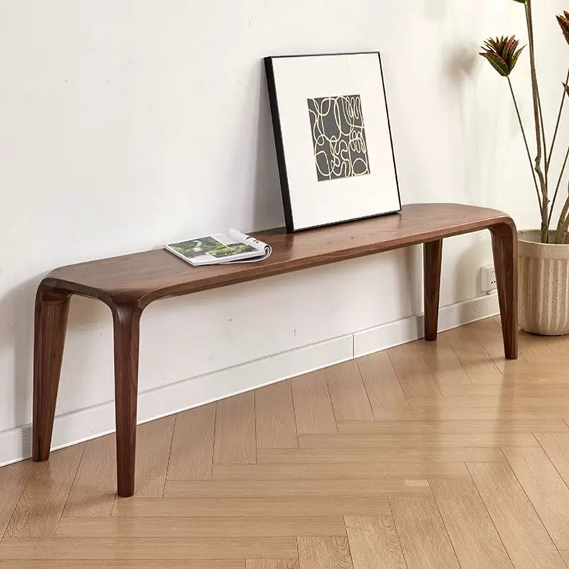 北美黑胡桃木长凳榫卯餐桌凳现代简约换鞋凳北欧实木樱桃木床尾凳