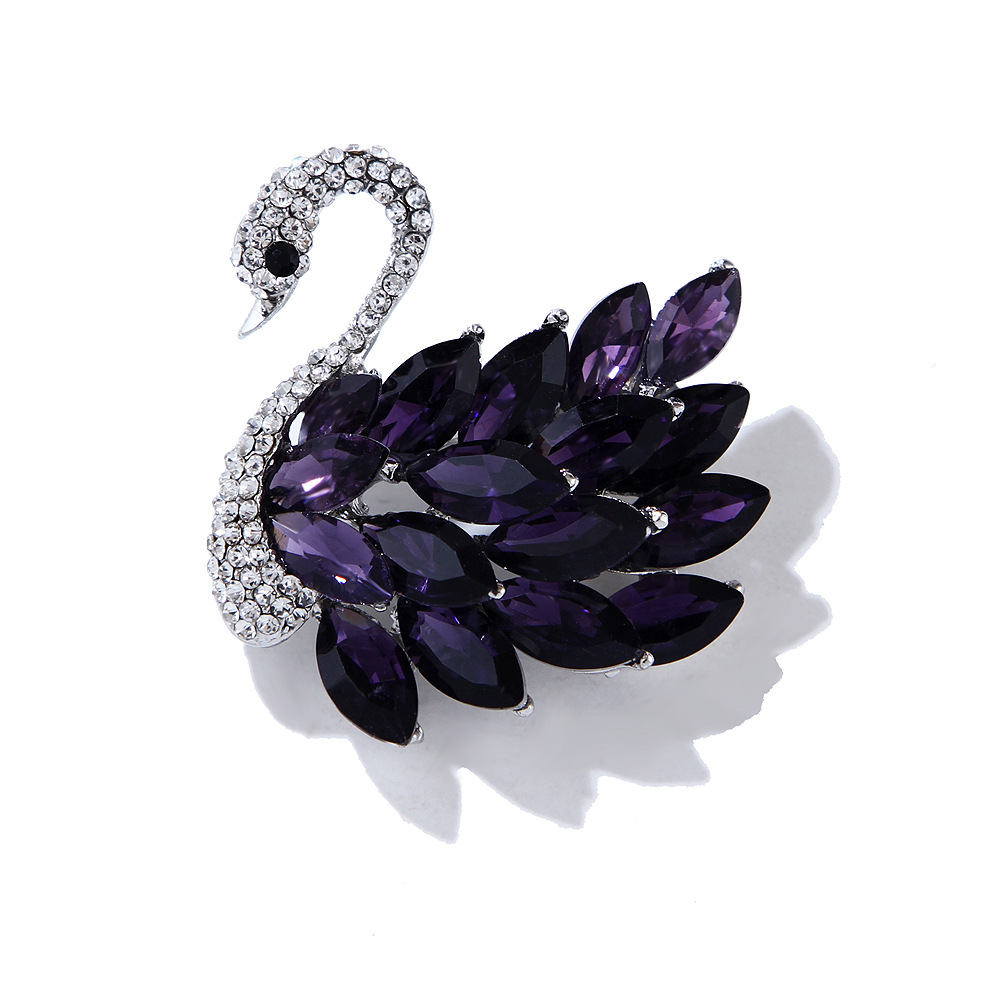 Inlay Design Retro, Simple Style, Korean Style Style Retro Simple Style Korean Style Pin Swan Alloy Inlay Rhinestones Unisex Brooches