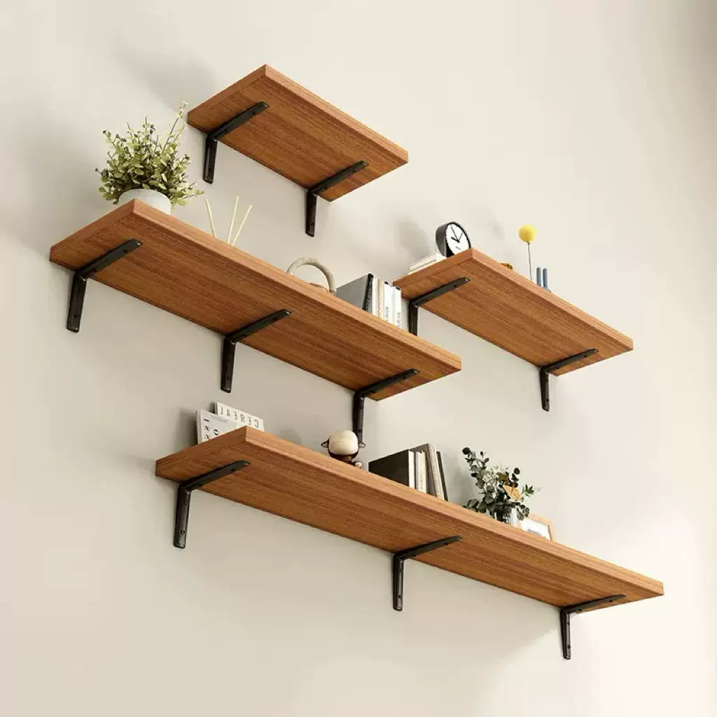 厂家一件代发松木隔板搁板壁螺钉嵌入式实木一字置物架墙壁层板架