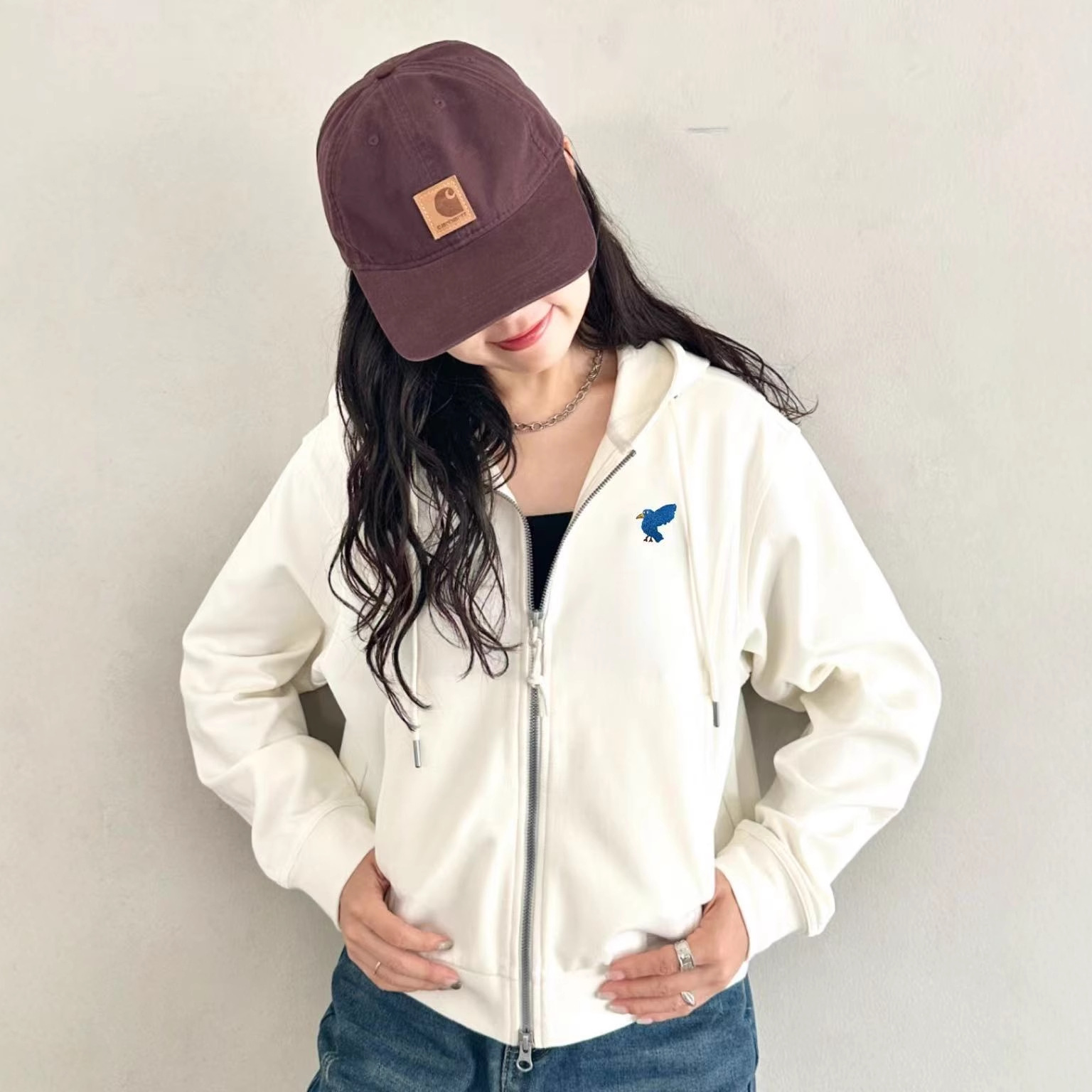 原工厂直供外贸服装45R-OUT微短款拉链连帽衫刺绣休闲情侣款卫衣T