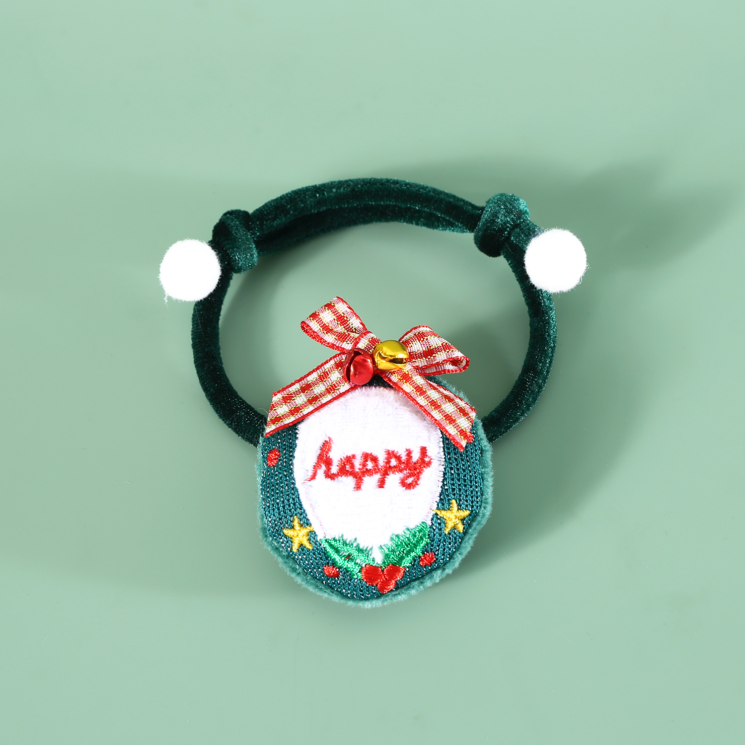 2024 mascotas collar de Navidad de terciopelo rojo y verde cuerda ajustable de peluche de Navidad guirnaldas de dulces gatos perros conejos
