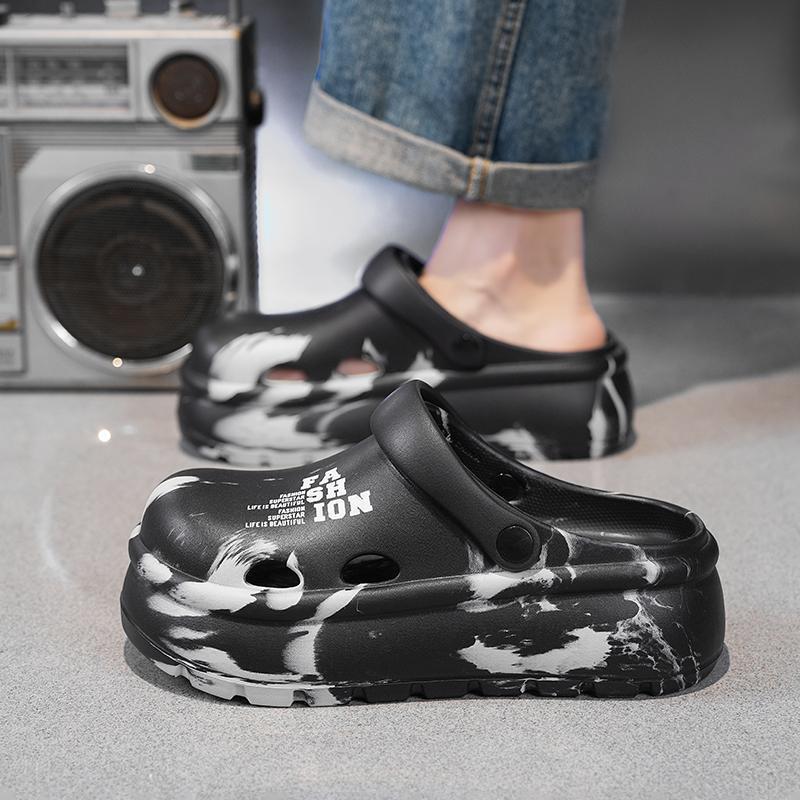 2026 Spring/Summer Thick-Soled Comfortable Men's Dual-Use Casual Youth Half-Slippers Clogs Height-Increasing Non-Slip Beach Shoes 2026 Spring/Summer Thick-Soled Comfortable Men's Dual-Use Casual Youth Half-Slippers Clogs Height-Increasing Non-Slip Beach Shoes