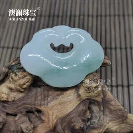 天然新疆金丝玉天山翠平安扣如意锁玉坠批发 带翠玉石玉挂件直播