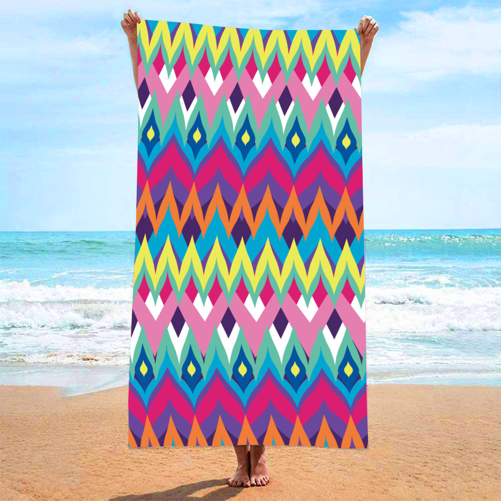 En stock, nueva toalla de baño de playa de microfibra transfronteriza, toalla estampada, toalla de baño absorbente de vacaciones de natación en la playa