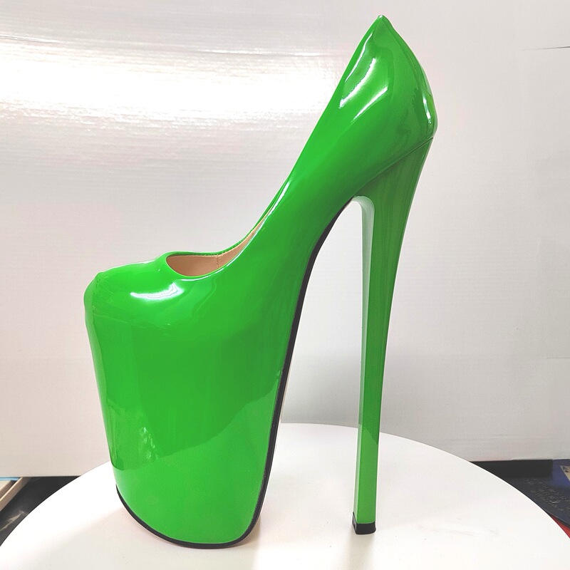 Spring New Style Super High Stiletto 22cm Green Candy Color High Heels Large Size Women's Shoes Sexy Model Shoes Hate the Sky High