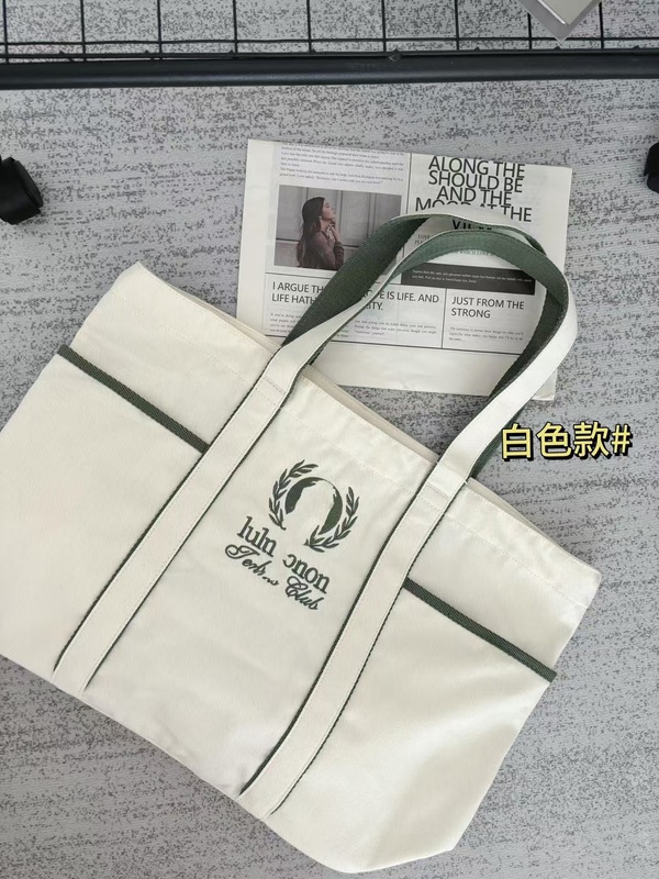 ルルバッグ 20L 刺繍トートバッグ トレンド マルチポケット キャンバス テニスバッグ ショルダー ハンドバッグ ネイビーブルー ホワイト|undefined