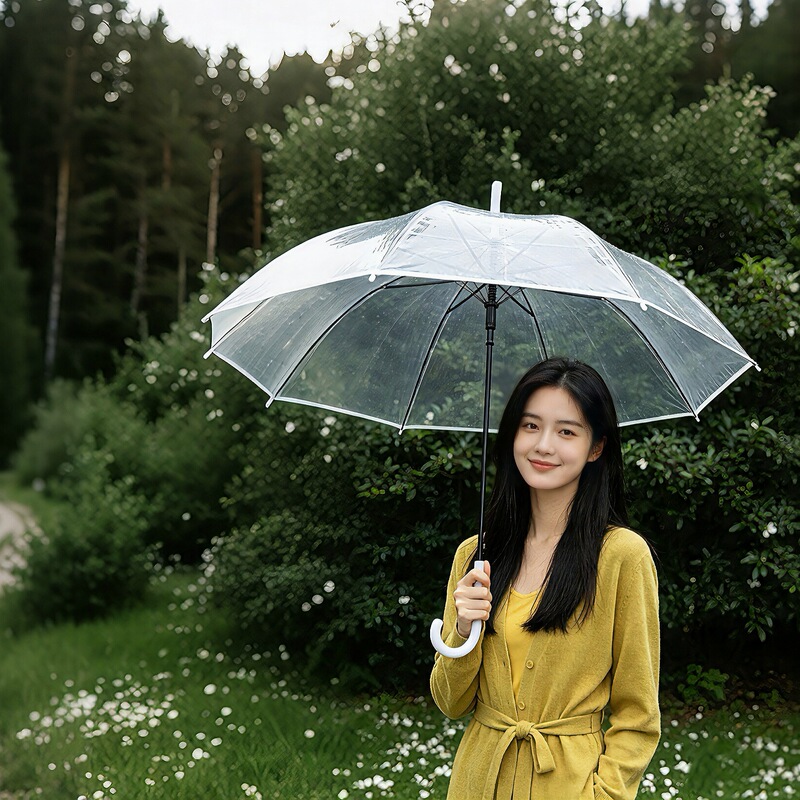 Extra-thick transparent wedding rainproof long-handled POE straight umbrella, cultural and creative merchandise, custom gift manufacturer wholesale Extra-thick transparent wedding rainproof long-handled POE straight umbrella, cultural and creative merchandise, custom gift manufacturer wholesale
