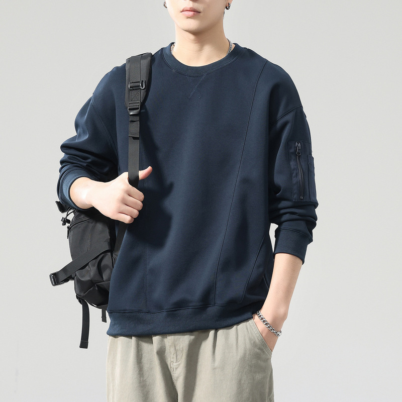 Round Neck Sweatshirt Men's 2025 Autumn New Loose Casual Trendy Solid Color Fashion Long-Sleeved Tops for Men Wholesale Round Neck Sweatshirt Men's 2025 Autumn New Loose Casual Trendy Solid Color Fashion Long-Sleeved Tops for Men Wholesale