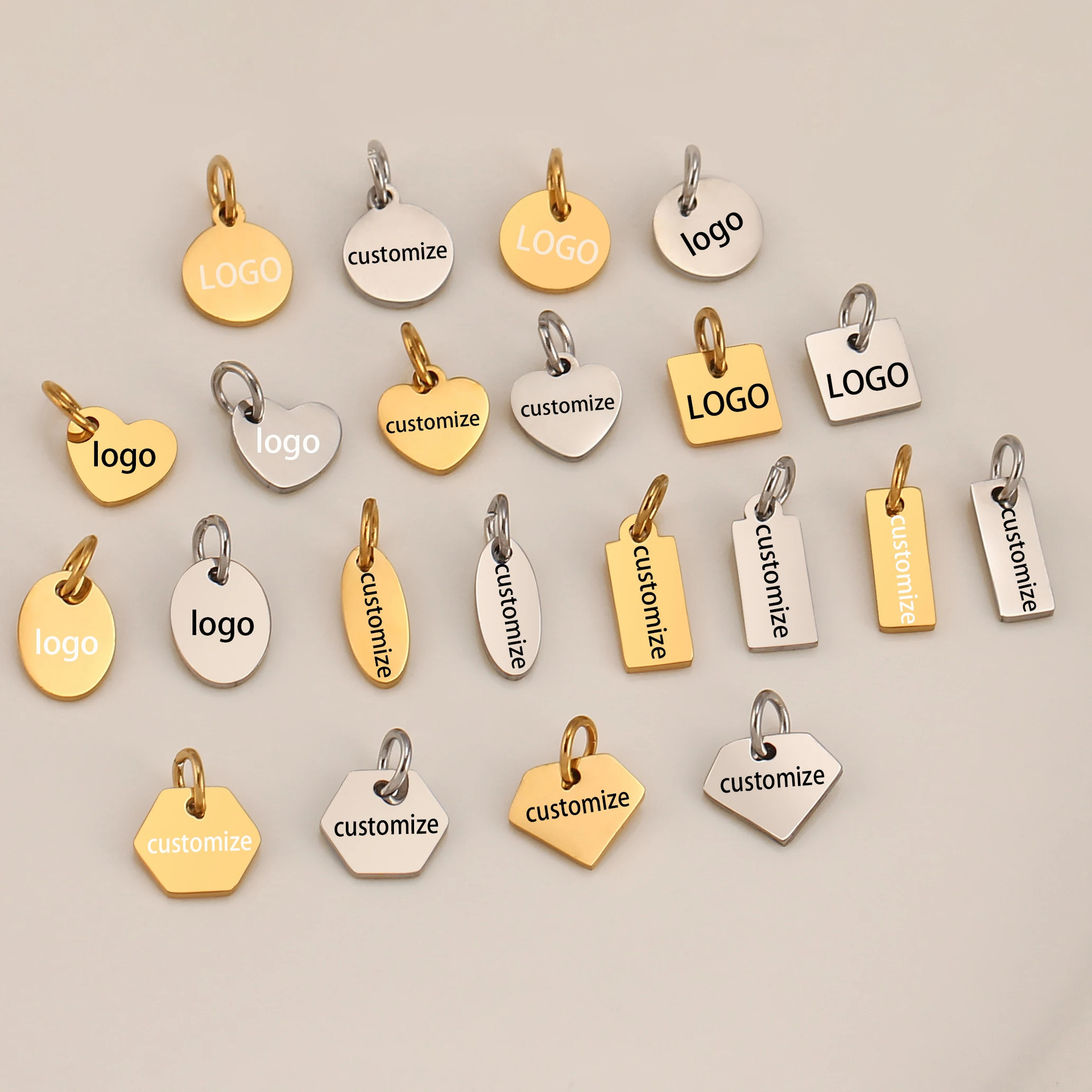 3g Weight Pendant Jewelry Making Type Real Gold Plated Plating Material 5 PCS/Package Quantity 304 Stainless Steel Material Heart Shape, Rectangle Pattern Simple Style Style Plating Craft 5 PCS/Package Stainless Steel Heart Shape Rectangle Polished Pendant Tail Plate 4