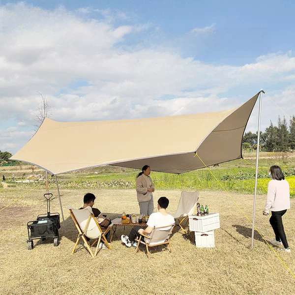 Outdoor Octagonal Canopy Tent Multifunctional Extra Large Silver-Coated Canopy Rainproof and Sunproof 5-8 People Camping Style Sunshade Pergola