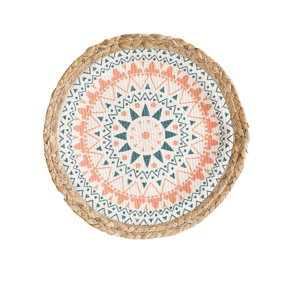 Otoño nuevo colorido impreso ronda Western placemat algodón hilo tejido agua hierba costura luz lujo al aire libre ronda placemat