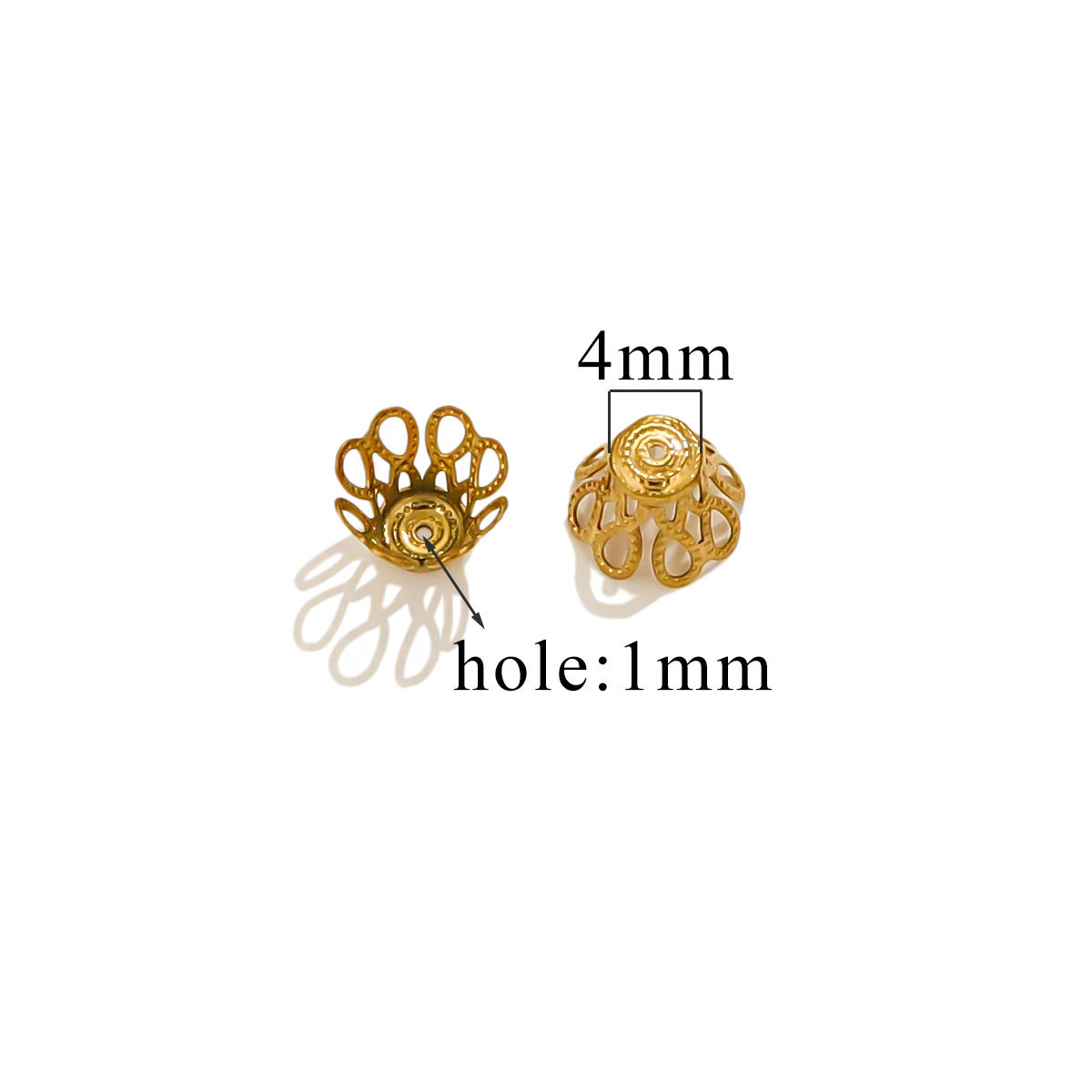 Petal de acero inoxidable sombrero de perlas 18K vacío chapado DIY collar pulsera joyería para hacer junta sombrero de perlas