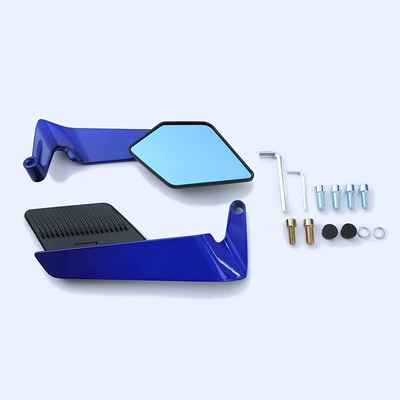 No. 9 Mavericks Battery — Motorcycle rearview mirror - blue-black-mirror-shell-blue-mirror